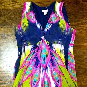 Gorgeous sleeveless long stretch dress with v-neck NWT Chicos size 2 no wrinkle